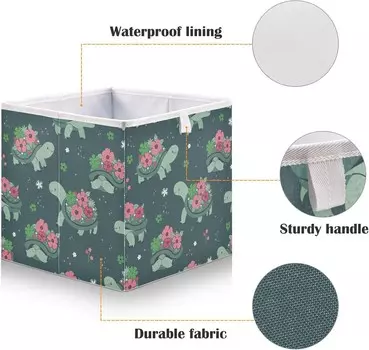 Корзины для хранения вещей, черепахи на зеленом фоне, декоративная корзина для хранения, тканевый складной органайзер с ручками для шкафа, игрушки, одежда, домашняя детская комната OTVEE, Turtles On Green Background