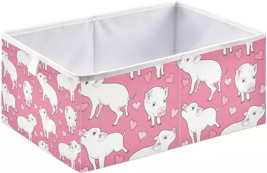 Корзины для хранения вещей, декоративная корзина для хранения мини-свиней и сердечек, тканевый складной органайзер с ручками для шкафа, игрушек, одежды, дома, детской комнаты OTVEE, Mini Pigs And Hearts