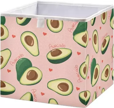 Корзины для хранения вещей, декоративная корзина для хранения авокадо и сердечек, тканевый складной органайзер с ручками для шкафа, игрушек, одежды, дома, детской комнаты OTVEE, Avocado And Hearts