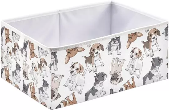 Корзины для хранения вещей, декоративная корзина для хранения забавных мультяшных щенков, тканевый складной органайзер с ручками для шкафа, игрушки, одежда, домашняя детская комната OTVEE, Funny Cartoon Puppies