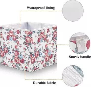 Корзины для хранения вещей, декоративная корзина для хранения шикарных винтажных роз, тканевый складной органайзер с ручками для шкафа, игрушки, одежда, домашняя детская комната OTVEE, Chic Vintage Roses