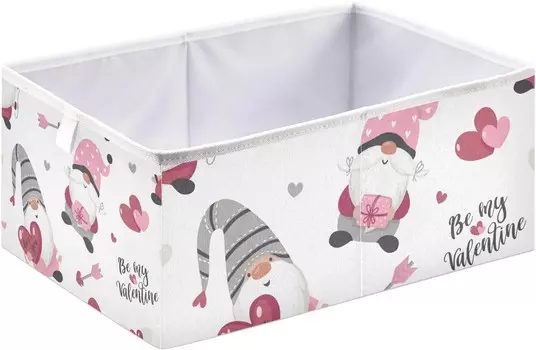 Корзины для хранения вещей, декоративная корзина для хранения с рисунком гномов ко Дню Святого Валентина, тканевый складной органайзер с ручками для шкафа, игрушки, одежда, домашняя детская комната OTVEE, Valentine'S Day Gnomes Pattern