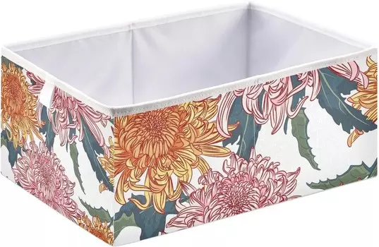 Корзины для хранения вещей, декоративная корзина для хранения розово-оранжевой хризантемы, тканевый складной органайзер с ручками для шкафа, игрушки, одежда, домашняя детская комната OTVEE, Pink Orange Chrysanthemum