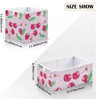 Корзины для хранения вещей, красивая декоративная корзина для хранения сладкой вишни, тканевый складной органайзер с ручками для шкафа, игрушки, одежда, домашняя детская комната OTVEE, Beautiful Sweet Cherry