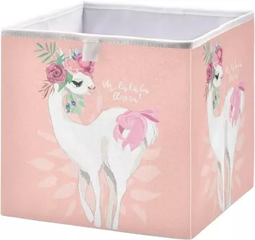 Корзины для хранения вещей, красивая лама с цветами, декоративная корзина для хранения, тканевый складной органайзер с ручками для шкафа, игрушки, одежда, домашняя детская комната OTVEE, Beautiful Llama With Flowers