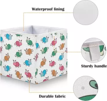 Корзины для хранения вещей, красочная декоративная корзина для хранения коров, тканевый складной органайзер с ручками для шкафа, игрушки, одежда, домашняя детская комната OTVEE, Colorful Cow