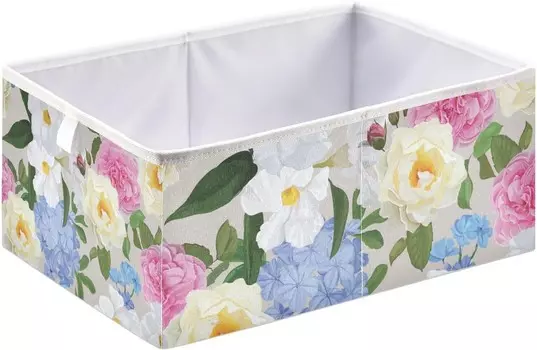 Корзины для хранения вещей, красочный цветочный узор, декоративная корзина для хранения, тканевый складной органайзер с ручками для шкафа, игрушки, одежда, домашняя детская комната OTVEE, Colorful Flower Pattern