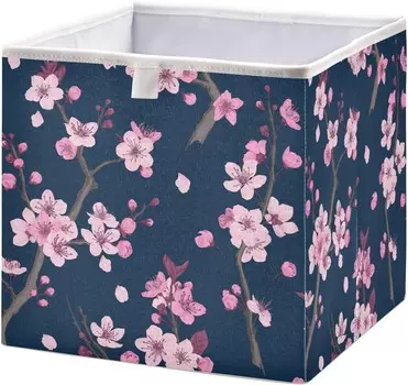Корзины для хранения вещей, ветки розовой вишни, декоративная корзина для хранения, тканевый складной органайзер с ручками для шкафа, игрушки, одежда, домашняя детская комната OTVEE, Pink Cherry Blossom Branches