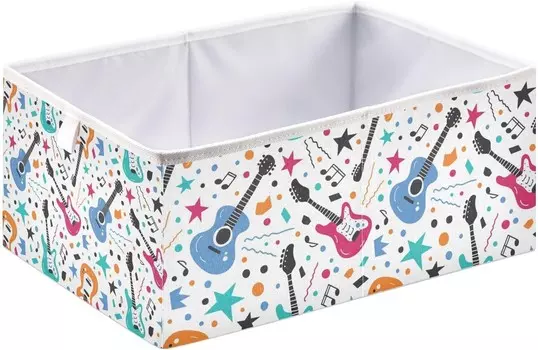 Корзины для хранения вещей, выкройка гитар, декоративная корзина для хранения, тканевый складной органайзер с ручками для шкафа, игрушек, одежды, дома, детской комнаты OTVEE, Pattern Of Guitars