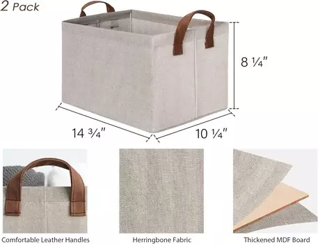 Корзины для хранения Works для полок и тканевый ящик для хранения с ручками из полиуретана StorageWorks