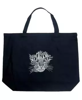 Кошачья морда — большая сумка-тоут Word Art LA Pop Art, черный