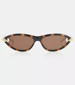 Кошачий глаз солнцезащитные очки Bottega Veneta, Havana-Gold-Brown