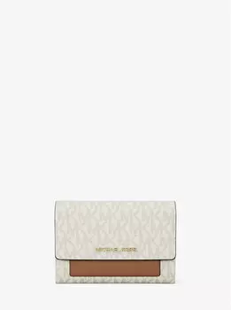 Кошелек 2-в-1 Jet Set среднего размера с фирменным логотипом Michael Kors, бежевый