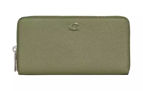 Кошелек-аккордеон из холста с кожаным кошельком, мужской, цвет Moss COACH