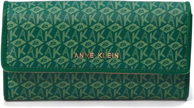 Кошелек Anne Klein AK Cube Logo Flap Wallet, цвет Palm Leaf Tonal/Palm Leaf