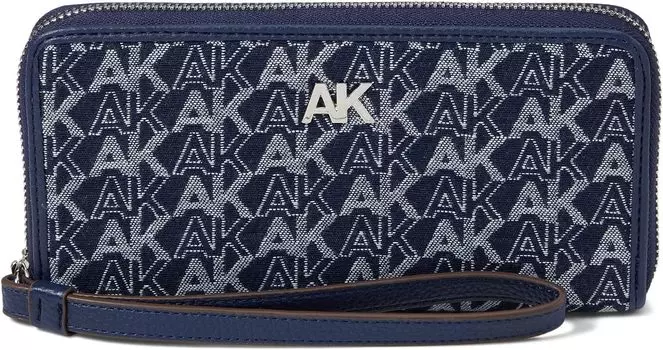 Кошелек Anne Klein AK Logo Slim Zip Around with Wristlet Strap, цвет Distant Mountain/AK Denim
