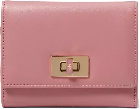 Кошелек Anne Klein AK Small Flap Wallet With Enamel Filled Turn Lock, цвет Vintage Pink