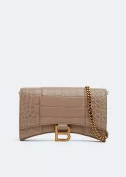Кошелек BALENCIAGA Hourglass chain wallet, коричневый