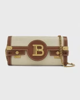 Кошелек BBUzz 23 на цепочке из холста и кожи Balmain, цвет Beige