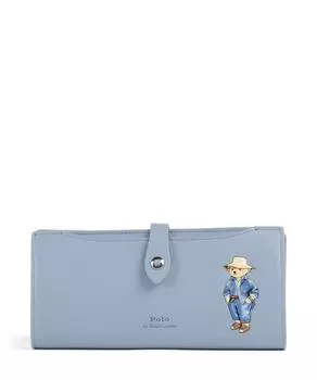 Кошелек Bear Traveller из мелкозернистой коровьей кожи Polo Ralph Lauren, голубой