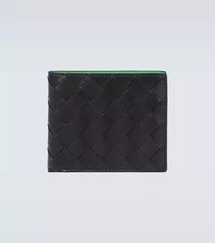Кошелек Bifold из кожи Intrecciao Bottega Veneta, черный