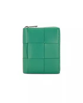 Кошелек Bottega Veneta Cassette Compact Zip Around, цвет Mermaid & Silver