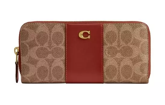 Кошелек Canvas With Leather Wallet Trumpets Unisex Brass & Tan COACH