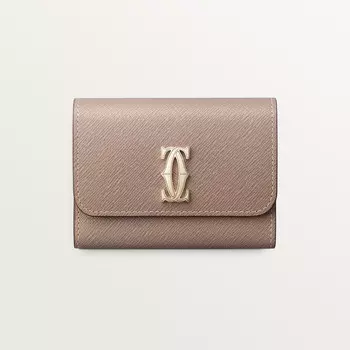 Кошелек Cartier Portefeuille mini, C de Cartier, текстурированная телячья кожа цвета глины