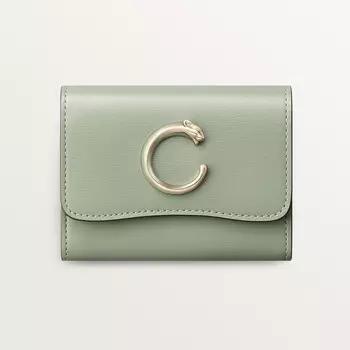 Кошелек Cartier Portefeuille mini, Panthre C de Cartier, телячья кожа зернистого цвета