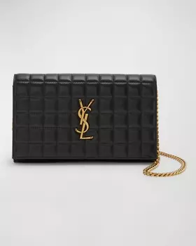 Кошелек Cassandra из стеганой кожи ягненка на цепочке Saint Laurent