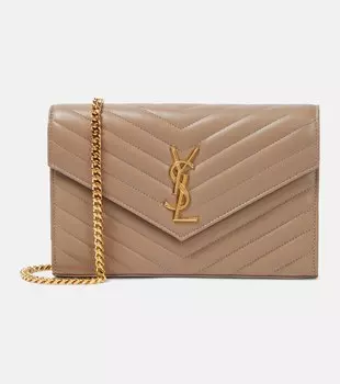 Кошелек cassandre из кожи матлассе на цепочке Saint Laurent, серый