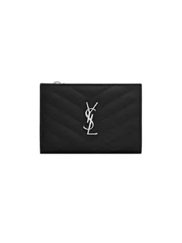 Кошелек Cassandre Matelass Fragments на молнии в два сложения из кожи с тиснением Grain De Poudre Saint Laurent