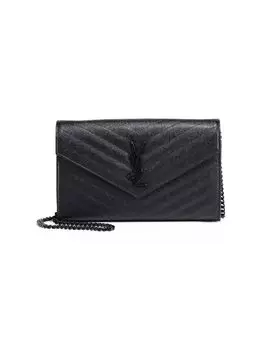 Кошелек Cassandre Matelass на цепочке Saint Laurent, черный