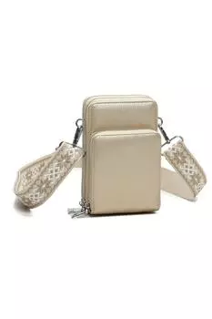Кошелек через плечо из искусственной кожи с тремя отделениями и холщовым ремешком Fontanella Fashion, металлик