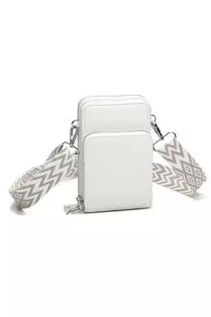 Кошелек через плечо из искусственной кожи с тремя отделениями и холщовым ремешком Fontanella Fashion, белый