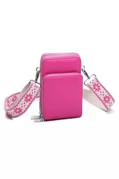 Кошелек через плечо из искусственной кожи с тремя отделениями и холщовым ремешком Fontanella Fashion, розовый