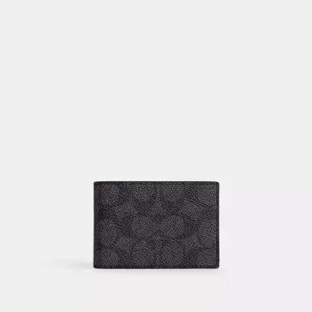 Кошелек Coach Compact Billfold Wallet, цвет Charcoal/Black