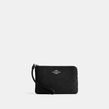 Кошелек Coach Corner Zip Wristlet, серебряный/черный