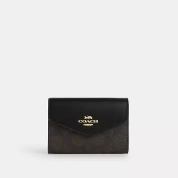Кошелек Coach Flap Card Case, золотой/ореховый/черный