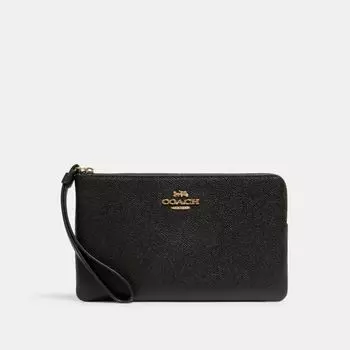 Кошелек Coach Large Corner Zip Wristlet, золотой/черный