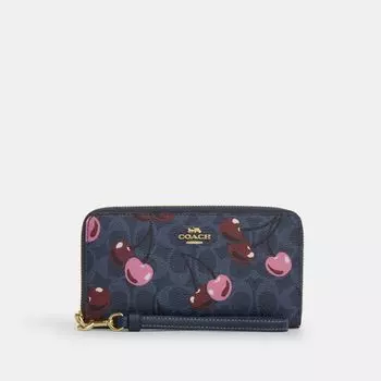 Кошелек Coach Long Zip Around Wallet, цвет Gold/Denim Multi