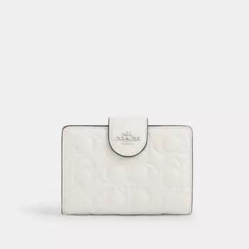 Кошелек Coach Medium Corner Zip Wallet, цвет Silver/Chalk