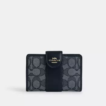 Кошелек Coach Medium Corner Zip Wallet, цвет Gold/Navy/Midnight Navy