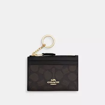 Кошелек Coach Mini Skinny Id Case, золотой/ореховый/черный