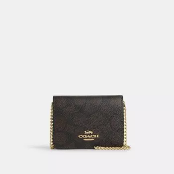Кошелек Coach Mini Wallet On A Chain, золотой/ореховый/черный