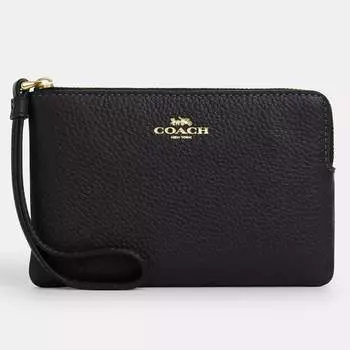 Кошелек Coach Outlet Corner Zip Wristlet, золотой/черный