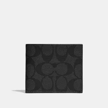 Кошелек Coach Outlet Id из канвы Signature, цвет Gunmetal/Charcoal/Black