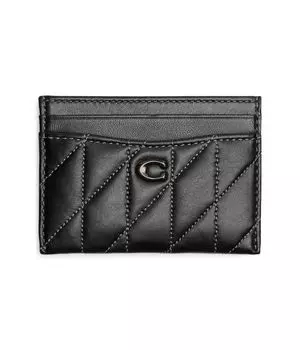 Кошелек COACH Quilted Pillow Leather Essential Card Case, черный