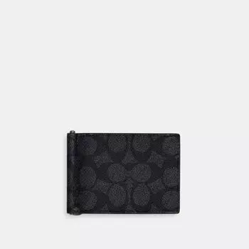 Кошелек Coach Slim Money Clip Billfold Wallet, серый/угольный/черный