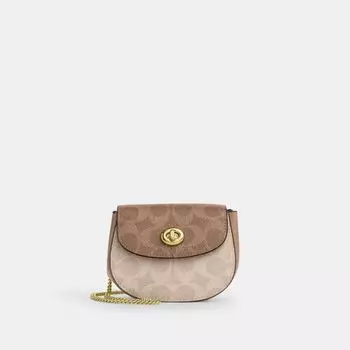 Кошелек Coach Turnlock Card Case, цвет Gold/Sand/Tan